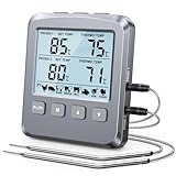 CIRYCASE Digital Meat Thermometer with Dual Food Temperature Probe, Large LCD Backlight & Alarm Grill BBQ Kitchen Cooking Thermometer, Smoker Accessories for Liquids, Candy, Oven, Oil, Deep Frying