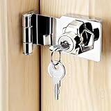 Litensh Keyed Hasp Lock Right Angle 90 Degrees Lock Hasp Twist Knob Keyed Locking Hasp Shed Locks Door Clasp Door Bolt Latch Buckle Small Hasp with Padlock Keys for Cupboard (3 Inch)