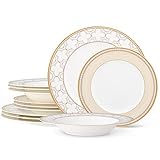 Noritake Trefolio Gold 12-Piece Dinnerware Set, Service for 4