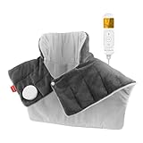 Comfytemp Fully Weighted Neck and Shoulder Heat Pad, 2.2lb Electric Neck Heating Pad with 9 Heating Levels, Auto-Off Timers, Heated Neck Wrap for Pain Relief, Muscle Tension, Heated Neck Warmer (Gray)