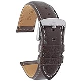 Talk Time XL Extra Long Buffalo Grain Italian Padded Leather Watch Strap Brown 22mm