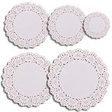 250 Pcs Paper Doilies, Multi-size Doilies Lace Paper, White Lace Round for Tables Plates Cakes Desserts Crafts(4.5″, 5.5″, 6.5″, 7.5″, 8.5″)