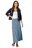 Roman Originals Jersey Skirt for Women UK - Ladies Midi Maxi Floral Animal Print Autumn Winter Swing Smart Casual Work Office Cocktail Party Going Out Evening Holiday Cruise - Blue & Navy - Size 14