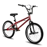 HILAND 20 Inch BMX Freestyle Bike for boys girlss With 360 Degree Gyro & 4 Pegs, 20 Inch BMX Bike for 9 10 11 12 13 Years old kid girl boys girls red