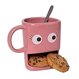 Fisura Original Eyes Mug with Biscuit Holder - Ceramic Mug with Biscuit Hole, 240 ml (Pink)