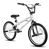 HILAND 20 Inch BMX Freestyle Bike for boys girls With 360 Degree Gyro & 4 Pegs, 20 Inch BMX Bike for 8 9 10 11 Years kid girl boys girls White