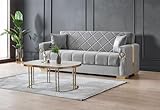 Stella Furniture Lion 3 Seater Sofa Bed with Storage for Living Room - Convertible Three Seater Sofas & Couches with Cushions - Free Assembly & Delivery (3 Seater, Gray/Gold)