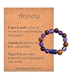 CERSLIMO Anxiety Bead Rings for Women Men Teen Girls Boys - Natural Stone Crystal Healing Stretch Ring, Gemstone Protection Anxiety Gifts Jewelry Birthday Christmas