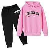 Kids Tracksuit Full Set UK Clothes Sets Y2K Gym Activewear Long Sleeve Hoodie Pullover Sweatshirt and Pants Hoodies Girls Outfits Kids Daily Casual Sporting Suits Comfy Loungewear Activewear
