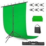 EMART Green Screen Background with Stand,1.5x2m Greenscreen with 2x2m Backdrop Stand Kit for Photo Video Studio, TV Videos, Streaming Gaming, Live Broadcast,Chroma Key