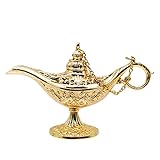 Aladdin Genie Magic Lamp, Legend Metal Carved Wishing Light Pot Decor