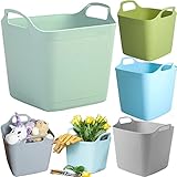 SAVING HUB Large Flexi Basket Flexible Tub Laundry Clothes Storage Bucket - 8L/15L/25L/40L Garden Container 2 Handled Colorful Tubs - Ideal For Horse Feed Square Durable Trug Buckets (15 Litre)