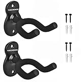 Yuechenggui 2 Pack Guitar Holder Wall Mount Guitar Hanger, Guitar Wall Mount Display Bracket Hooks for Electric Guitar, Classical Acoustic Guitar, Bass Ukulele Mandolin Banjo, Black