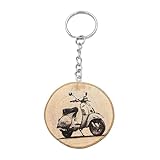 Promotech Vespa Scooter Wooden Keychain – Handcrafted Laser-Engraved Keyring from Natural Wood – Unique Vintage Scooter Accessory