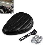 KATUR Motorcycle Slim Solo Seat Universal Leather Low Profile Cushion for Cruiser Bobber Chopper Harley Honda Yamaha Suzuki Kawasaki