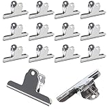 ZHYOPING Large Silver Bulldog Clips – 12 Pack 75mm Metal Binder Clips, Heavy Duty Paper Clamps, Stainless Steel Bull Dog Clips for A4 Documents, Drawing Board, Photos, Crafts, Office & Kitchen Use
