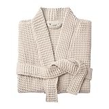 Allure Bath Fashions Unisex Bathrobe Lightweight Textured Waffle Robe - Soft Hotel Dressing Gown, Kimono (Large/Extra Large, Linen)