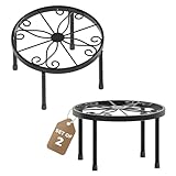Bamworld 2 Pack Plant Stands Indoor Outdoor, Heavy Duty Flower Pot Stands for Large Plants, Anti-Rust Iron Metal Plant Holder for Home Deco