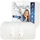 Mylek Electric Blanket King Size Bed Fleece Fitted Heated Mattress Cover Underblanket Dual Control, Elasticated Skirt, Size 190 x 152 x 40cm, Overheat Protection, Washable, All Night Use (King)