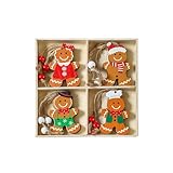 12 Pcs Gingerbread Man Pendant, Wood Gingerbread Christmas Ornament Xmas Tree Decorations, Holiday Decoration Supplies Christmas Party Decoration Christmas Party Diy Crafts (B)