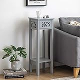 woodluv Bedside Table, Side Table, Tall Telephone Table, Drawer Storage unit, End Table, for Bedroom, Living Room, Grey