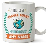 MUGFFINS Travel Agent Mug - in English - World's Best - with Doodle - Funny Gift for Colleagues - Ceramic 11oz Mug