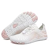 Hike Barefoot Shoes Womens Mens Walking Running Gym Trainers Wide Fit Non-Slip Lightweight Outdoor Swim Surf Water Shoes (White, 5 UK)