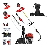 BU-KO 52cc Backpack Long Reach Multi Functional Petrol Garden Tool: Strimmers and Brush Cutter, Extendable Hedge Trimmer, Pruner Chainsaw, Petrol Grass Trimmers with 75cm Extension Pole