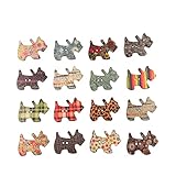 NUOBESTY 50pcs Wooden Puppy Buttons Wood Dog Buttons 2-Hole Wooden Print Sewing for Sewing Crafting DIY Decors (Mixed Color)