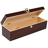 Creative Deco Brown Wooden Wine Box with Clasp | 1 Bottle | 35.1x11x10cm | Natural Wood Wine Holder Bottle Gift Christmas Xmas Storage Box Vintage Chest | Presentation Box