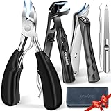 2025 Toenail Clippers for Thick Toenails for Seniors, Angled Head Large Toe Nail Clippers Set for Men, Heavy Duty Ingrown Toenail Clippers with Long Handle, Ultra Sharp Slanted Nail Cutter Wide Jaw