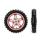 Klanata Pit Bike Rim Wheel, 2.5‑10in Rear Wheel Rim Tyre Assembly, Nonslip and Wearproof for Off-Road Motorcycles and Dirt Pit Bikes