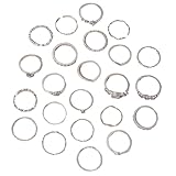 DiiWmme 23 Piece Silver Ring Set for Women, Stackable Rings with Rhinestones for Fingers and Knuckles, Trendy Alloy Minimalist Jewelry, Shimmering Everyday Rings
