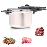 Crystals 4L/6L Stainless Steel Pressure Cooker – Large Induction Hob Compatible Cooker with Dual Handles for Fast Cooking at Home or in Catering Kitchens (6L Pressure Cooker)