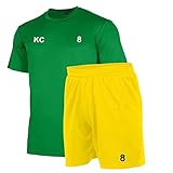 PROSTYLE SPORTS Football Kit Soccer kit Short Sleeve Adult (Shirt & Short) Green/Yellow (Small, Green/Yellow (Front & Back Printed))