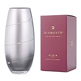 DIAMANTE Swarovski Metallic Silver Silhouette Barrel Bullet Vase with Swarovski Crystals - 25cm in gift box