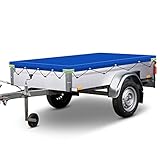 LC-AUTO Trailer Cover Tarpaulin Flat 7 x 4, Trailer Cover Reinforced Edge Reflective Strips PVC Waterproof & tear-resistant Protective Tarpaulin Heavy Duty