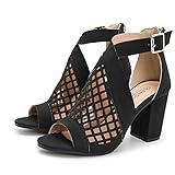 High Heels Shoes for Women Summer Peep Toe Block Heel Sandals Ladies Ankle Boots Hollow Zipper Fashion