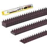 GEEZY Anti Climb Wall & Fence Spikes, 10 Pcs x 50cm – 5m Brown Weatherproof Plastic Bird Spikes Strips, Fence Toppers to Stop Cats & Pigeon Deterrent, Cut to Size, Easy Fit with Screws or Tape