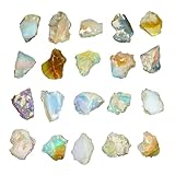 Gemkora (25mm+) (2-3pcs) Natural Ethiopian Raw Opal Stones, Loose Gemstone and Crystals, Wholesale Bulk Lot, Fire Play Rock, Rough Crystals, Jewelry Making Supplies, Tumbling, DIY & Crafts, A+ Grade