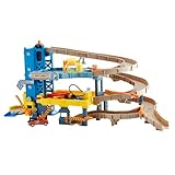 Matchbox Cars Playset, 4-Level Toy Garage with Track Play, Kid-Powered Elevator, Car Repair Station, Spiral Ramp, With 1:64 Scale Toy Tow Truck, CJM67