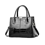 NICOLE & DORIS Top Handle Bags for Women Handbag Fashion Shoulder Bag PU Leather Patent Bag Exquisite Tote Bag for Casual Work Shopping Black