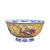 LOOPIG 6 Inch Jingdezhen Ceramic Bowls Tableware Chinese Dragon Pattern Ramen Bowl Soup Rice Bowls