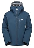 Rab Men's Firewall Mountain Jacket - Lightweight Waterproof Hooded Coat for Climbing & Hiking - Tempest Blue - Large
