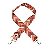 Shoulder Strap for Bags, Width 3.8 cm, Boho Bag Strap, Adjustable 80-143 cm, Shoulder Strap with Carabiner for Shoulder Bags, Crossbody Bags, Handbags (Red-orange)