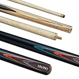 POWERGLIDE One 2-Piece Snooker Cue Stick | Calibre | Ash Wood Shaft and Butt with Decal Design | Brass Joint | Full Size 57" | 10 mm Tip