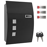 SONGMICS Mailbox, Wall-Mounted Lockable Post Letter Box with Viewing Windows, Nameplate, and Keys, Easy to Install, Black GMB30BK