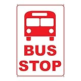 Horienteeon Bus Stop Notice Sign - Aluminum School Bus Zone - Stop Signs Traffic - Buses Only Sign - School Bus Stop Sign - Yellow School Bus Parking 20×30cm