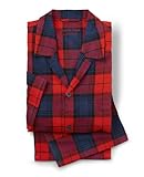 THE SAVILE ROW COMPANY LONDON Men's Luxury 100% Brushed Cotton Pyjamas - Red Window Check - Extra Large