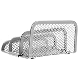 LOPUNER Metal Mesh Document Holder Rack with Wear-resistant Compartments for Office Desktop Letter Racks for Home Book Organizer for Files Magazines Cds Storage and Desk Space Saving